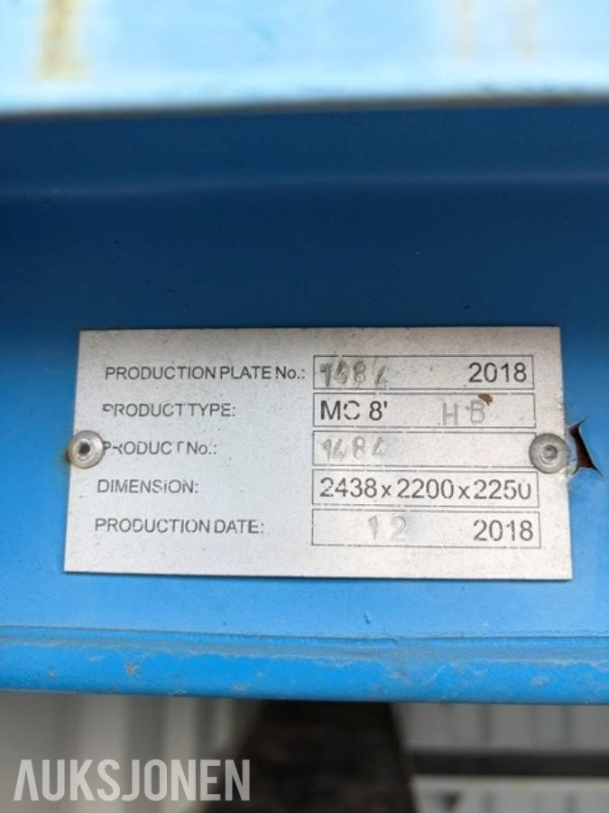 2019 HIPPE HENGER`N CONTAINERHENGER 8-2.7T m/Container 